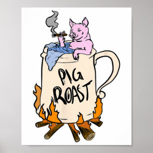 Poster Rôti De Cochon Drôle Dans Un Cadeau De Stein De Bi