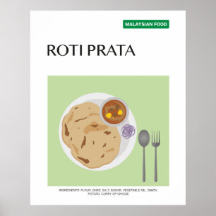 Poster Roti Prata, Malaisie Travel Food Wall Art