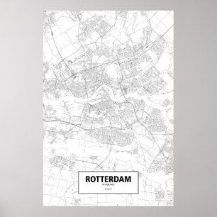Poster Rotterdam, Pays-Bas (noir sur le blanc)
