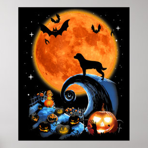 Poster rottweiler chien lune citrouille halloween costume