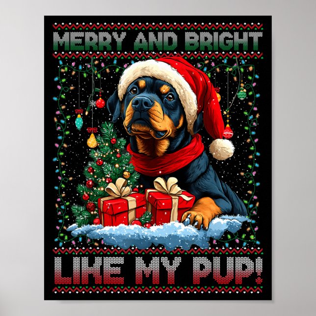 Poster Rottweiler Christmas Tree Decorations Dog Lover Xm (Devant)