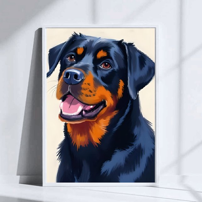 Poster Rottweiler Dog Pet Painting Watercolor Art (Créateur téléchargé)