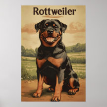 Rottweiler Dog Vintage Art