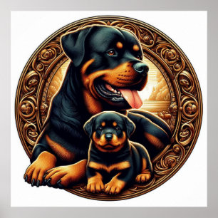 Poster Rottweiler Mom and Puppy 04 5000X