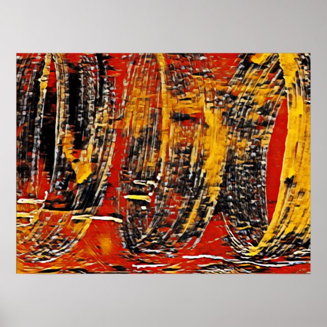 Poster Roue circulaire Abstraite rouge rouge noir (Devant)