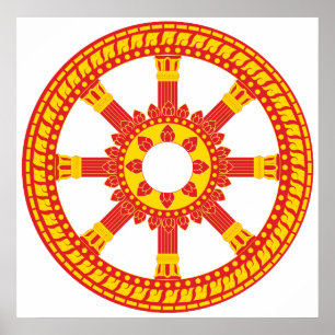Poster Roue de Dharmachakra de symbole d'Ashtamangala de