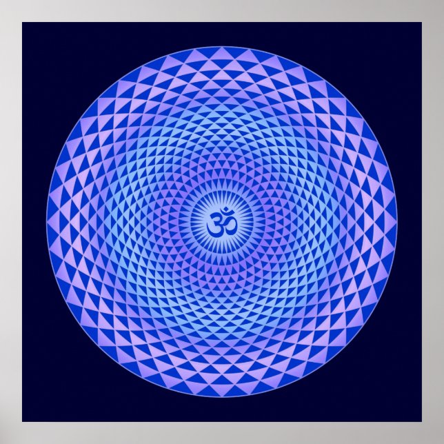 Poster Roue de méditation de fleurs de Lotus pourpre OM (Devant)