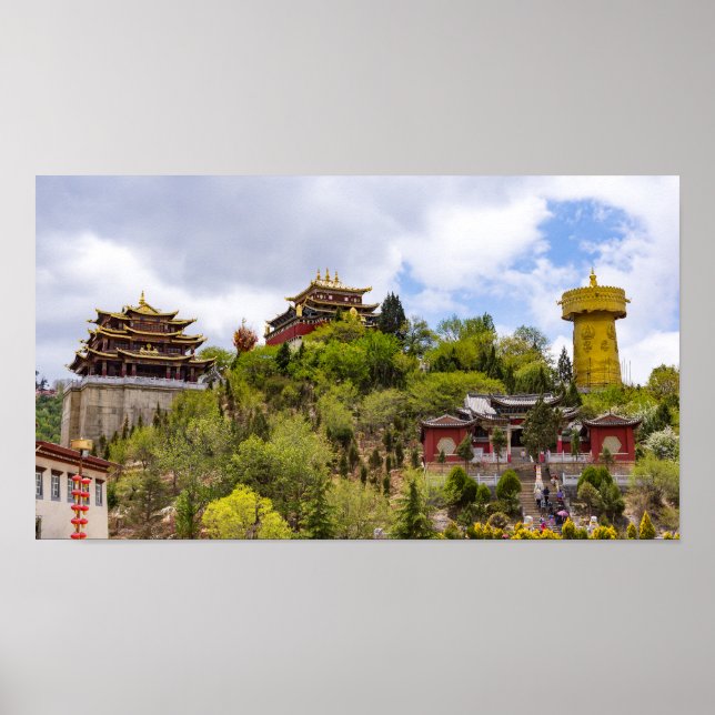 Poster Roue de prière tibétaine géante à Shangri-la - Yun (Devant)