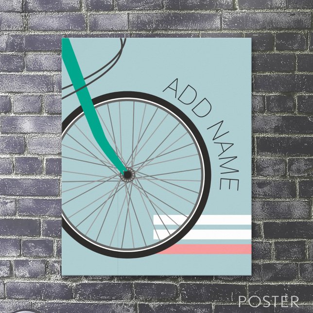 Poster Roue de vélo Hipster avec nom personnalisé 20x28 (Sport Jersey Poster)