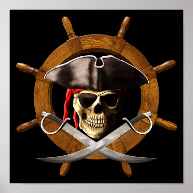 Poster Roue jolly roger pirate (Devant)