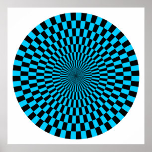 Poster Roue Op Art - Ciel bleu et noir