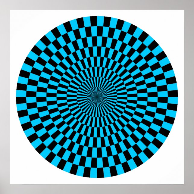 Poster Roue Op Art - Ciel bleu et noir (Devant)