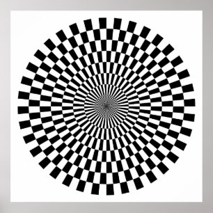 Poster Roue Op Art - Noir et Blanc