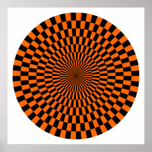 Poster Roue Op Art - orange et noir