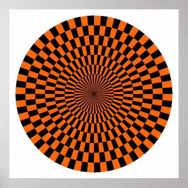 Poster Roue Op Art - orange et noir (Devant)