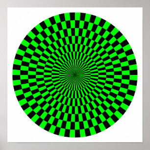Poster Roue Op Art - Vert et Noir