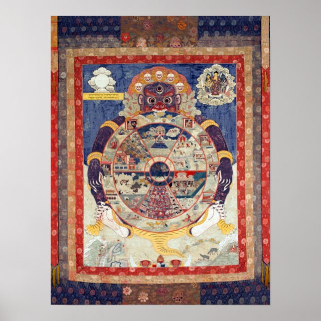 Poster Roue tibétaine du cycle de vie de Samsara (Devant)