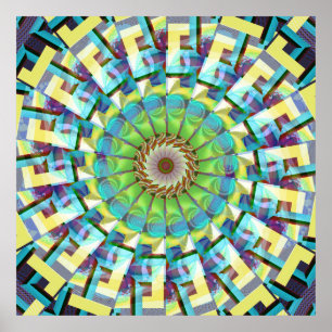 Poster Roue turquoise de Fortune Fractal Art