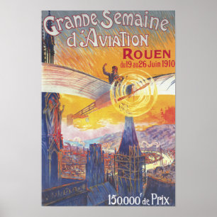 Poster Rouen, France - Pilote et Avion