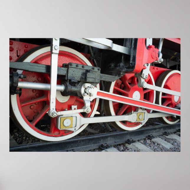 Poster Roues de locomotive à vapeur (Devant)
