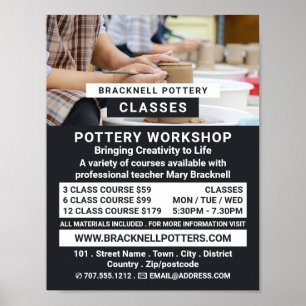 Poster Roues Potter, Classes De Poterie, Potters Advert