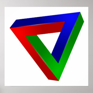 Poster rouge-41230 ILLUSIONS OPTIQUES FORMES TRIANGLE TWI