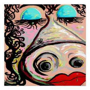 Poster Rouge à lèvres sur un porc !