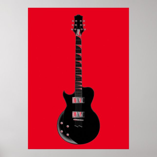 Poster Rouge Black Pop Art Guitare électrique (Devant)