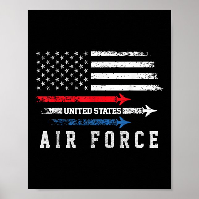 Poster Rouge Blanc Bleu Air Force Vol Fier Américain Dans (Devant)