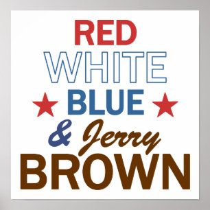 Poster Rouge, blanc, bleu et Jerry Brown