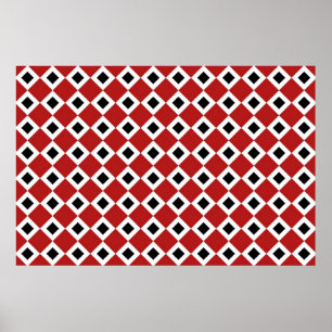 Poster Rouge, Blanc, Diamant Noir Motif
