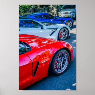 Poster Rouge blanc et bleu C7 Chevrolet Corvette