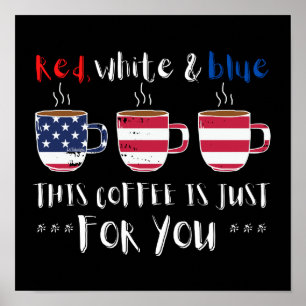POSTER ROUGE BLANC ET BLEU CE CAFÉ EST JUSTE...