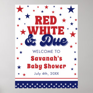 Poster Rouge, blanc et plein 4 juillet Baby shower patrio