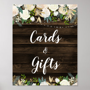 Poster Rouge Blanc Floral Lights Cartes & Cadeaux