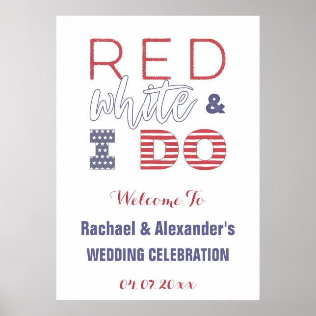 Poster Rouge Blanc & JE FAIS Mariage Patriote Fête de Rem (Devant)
