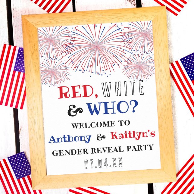 Poster Rouge, Blanc & Qui ? 4 juillet Parti de la révélat (Créateur téléchargé)