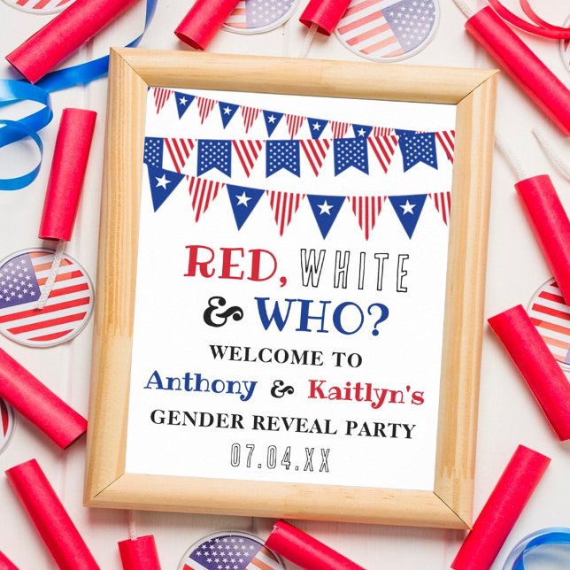 Poster Rouge, Blanc & Qui ? 4 juillet Parti de la révélat (Créateur téléchargé)