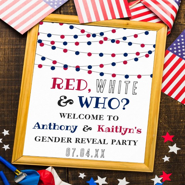 Poster Rouge, Blanc & Qui ? 4 juillet Parti de la révélat (Créateur téléchargé)