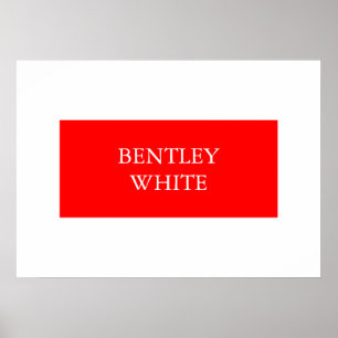 Poster Rouge Blanc Tendance Simple Élégant Votre Nom