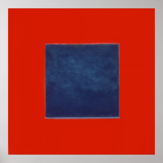 Poster rouge, bleu sur gris (Devant)
