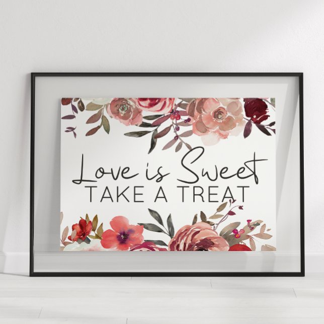 Poster Rouge Blush Floral Roses L'amour est doux Faveur (Créateur téléchargé)