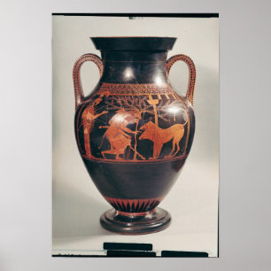 Poster Rouge-chiffre amphora de grenier de ventre