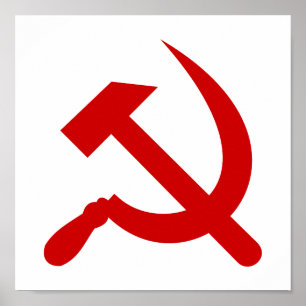 Poster Rouge Communism hammer and Sickle