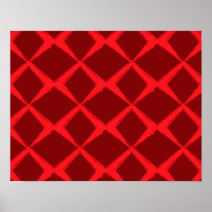Poster Rouge, cool, tendance, urbain, x traits de brosse