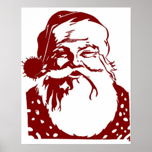 Poster Rouge de Joyeux Noël d'art de bruit de Père Noël
