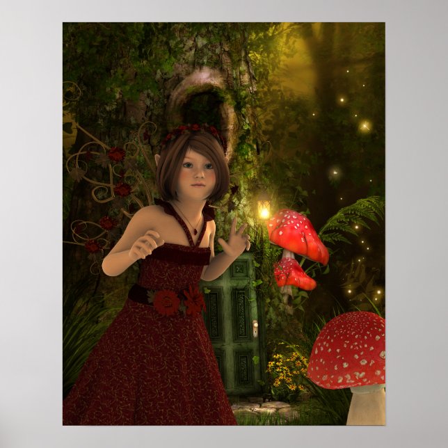 Poster rouge de la fée de Haired Dark (Devant)