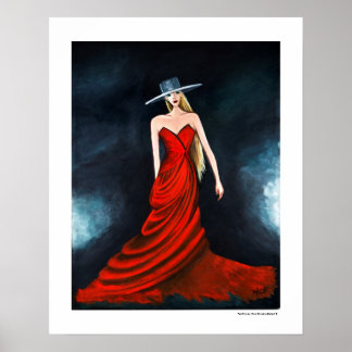 Poster Rouge Diva Mode Illustration 20 x 16 Imprim