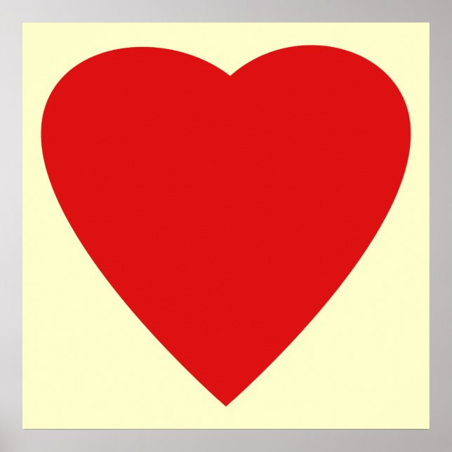Poster Rouge et Crème Love Coeur Design. (Devant)