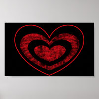 Poster rouge et noir Coeur mur suspendu
